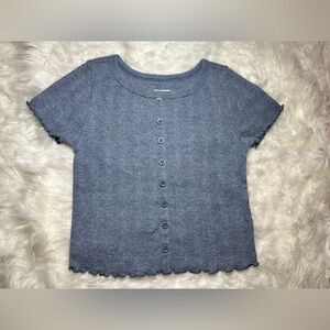 Wonder Nation Heather Blue Kids Button-Up Shirt